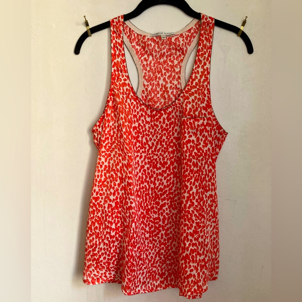 Collective Concepts Wild Orange Cheeta Top | M
